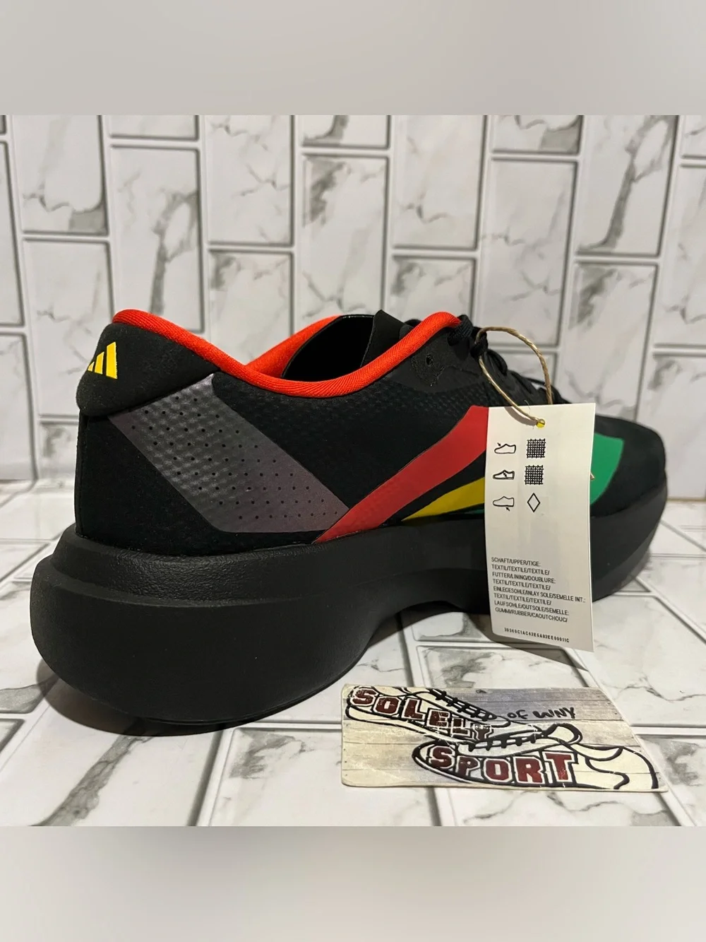 New Adidas Adizero Evo SL Woven Bob Marley Red Green Black Running Shoes Gym Men